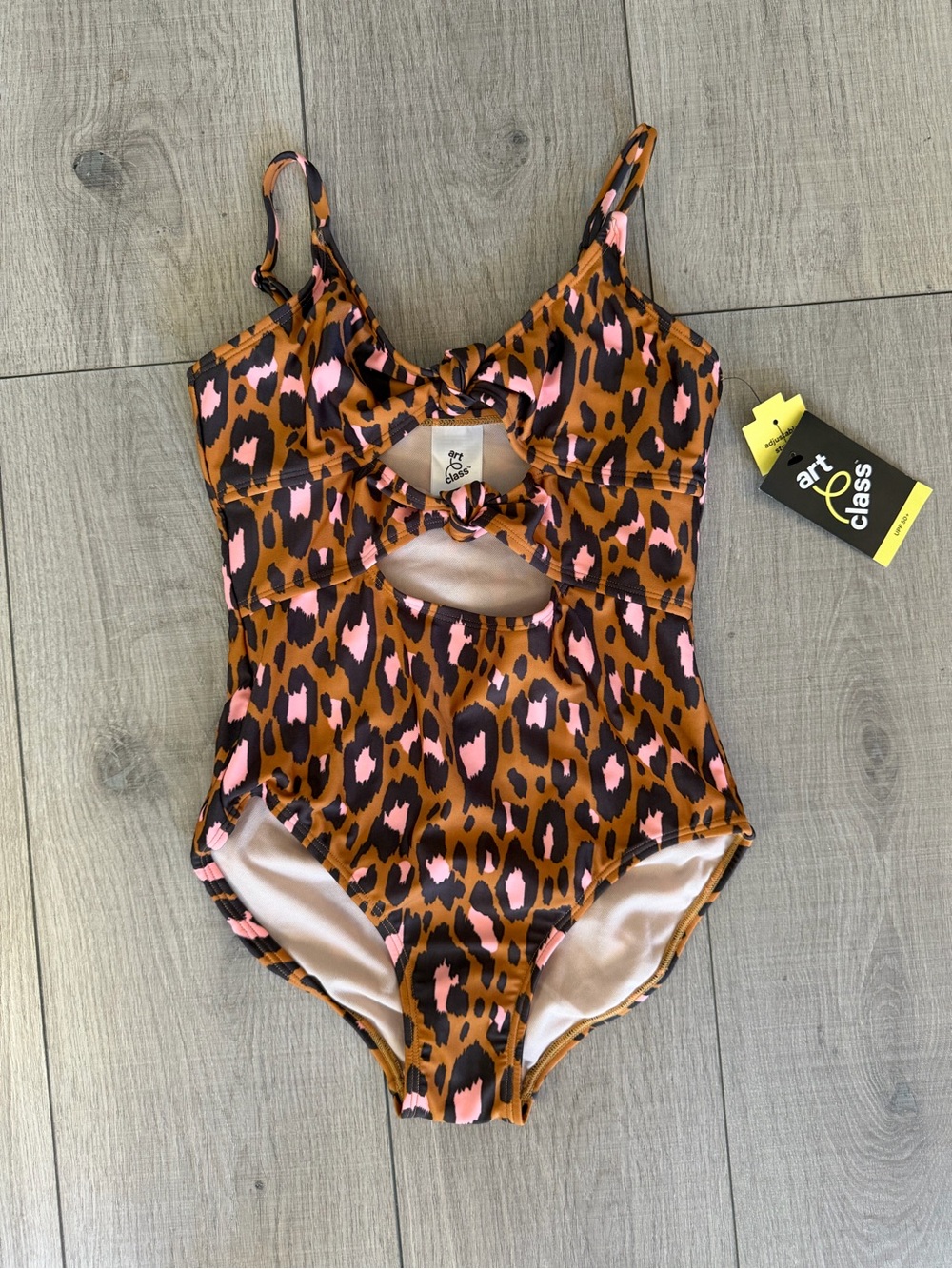 art class Leopard Print One-Piece Swimsuit in Brown and Pink